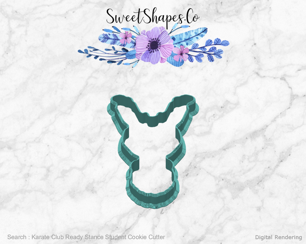 Karate Club Ready Stance Student Cookie Cutter — back manufacturing view