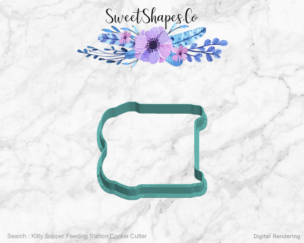 Kitty Supper Feeding Station Cookie Cutter — 4-inch, 3/4-inch depth preview 05-left