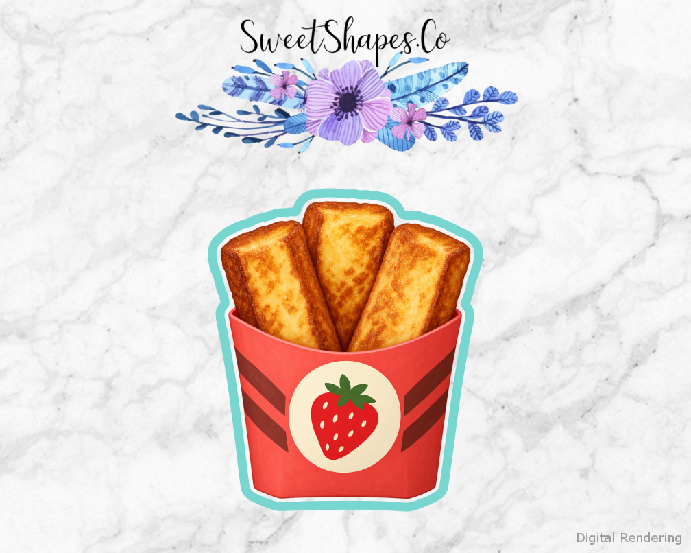 Breakfast Club French Toast Cup cookie cutter artwork with teal cutting outline - part of the Little Breakfast Club set