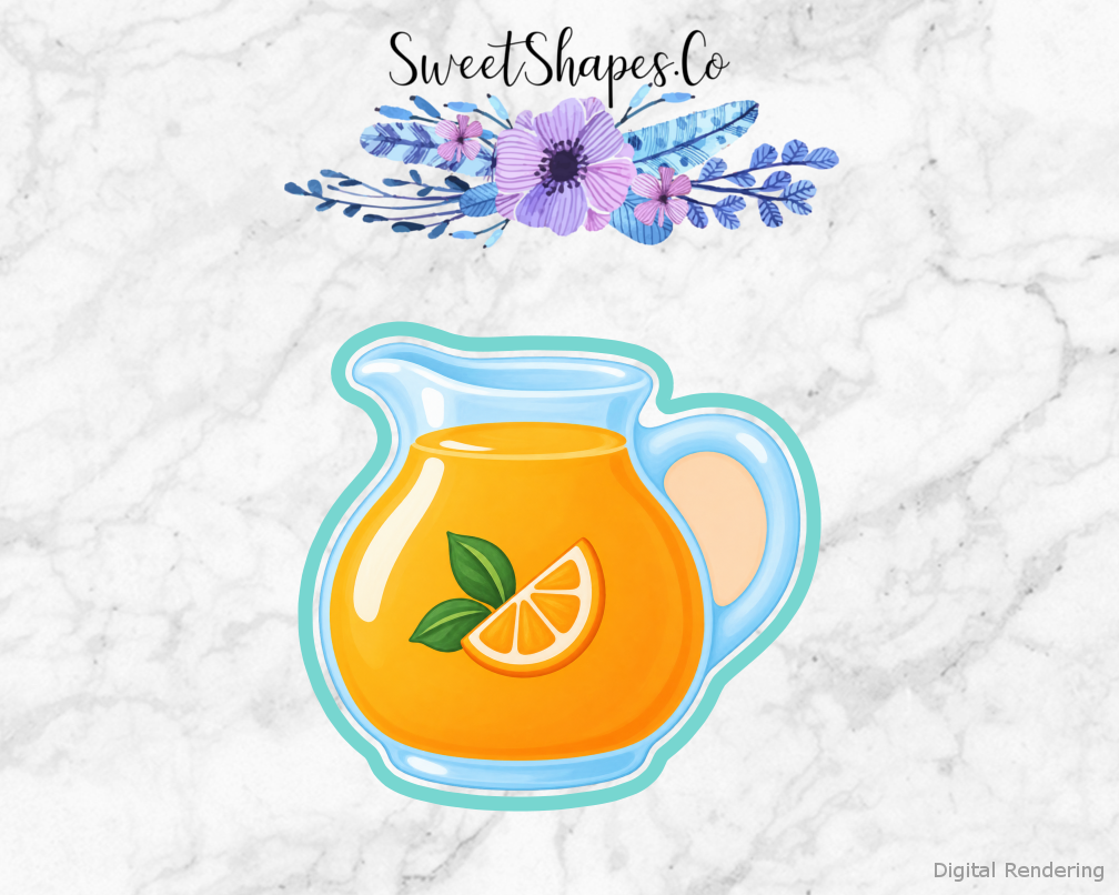 Breakfast Club Orange Juice Pitcher cookie cutter artwork with teal cutting outline - part of the Little Breakfast Club set