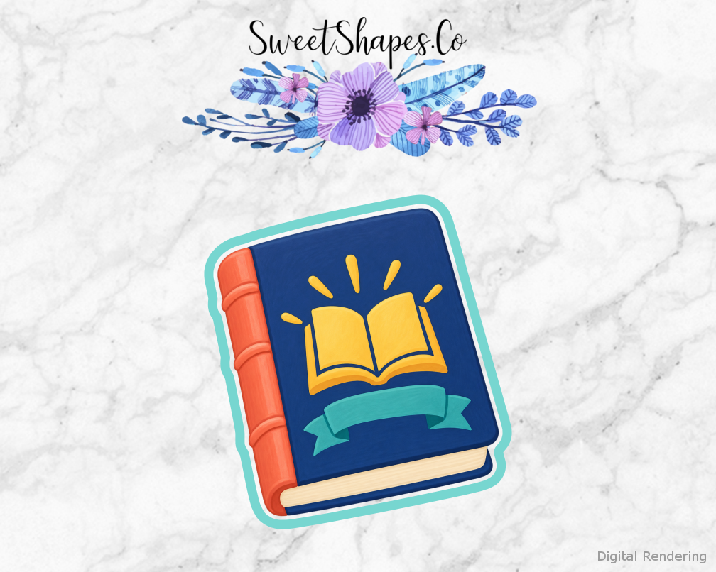 Library Story Reading Passport cookie cutter artwork with teal cutting outline - part of the Little Library Storytime set