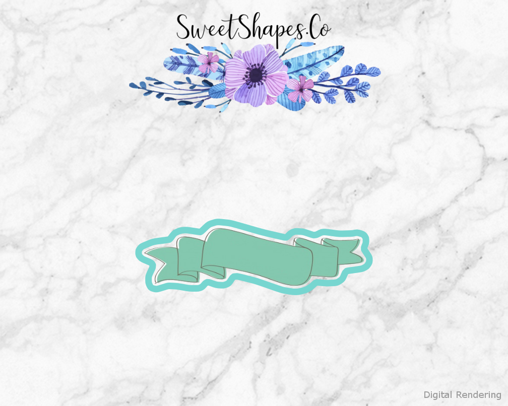 Long Banner Cookie Cutter — artwork with a close-fitting teal outline