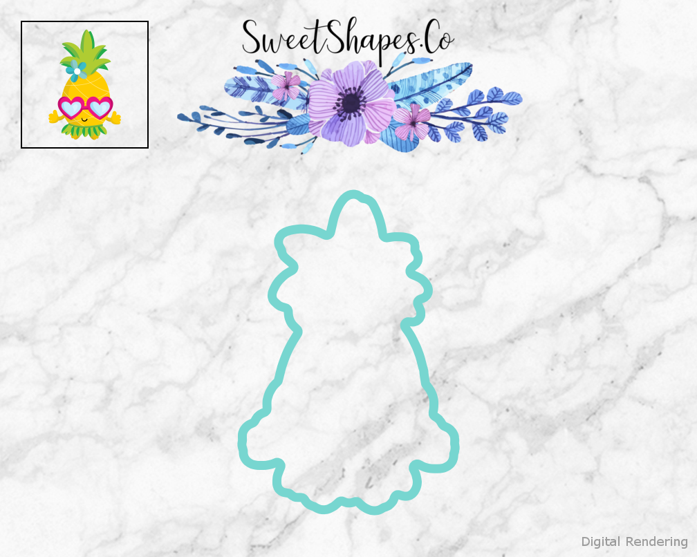Luau Pineapple Cookie Cutter — teal outline with a small artwork preview
