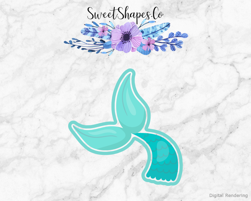Mermaid Tail Cookie Cutter — artwork with a close-fitting teal outline