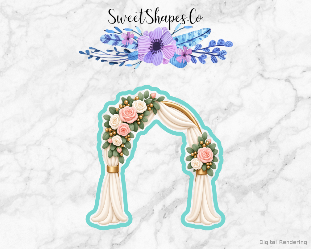 Modern Wedding Modern Wedding Arch cookie cutter artwork with teal cutting outline - part of the Modern Wedding Celebration set