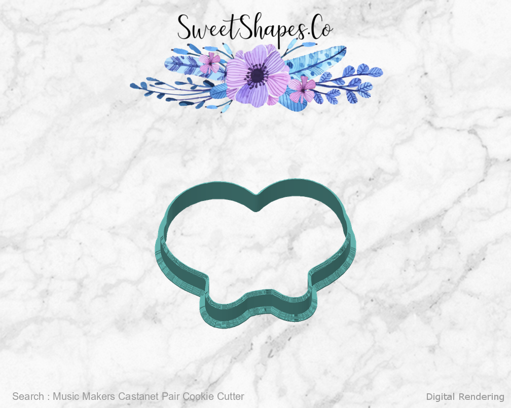 Music Makers Castanet Pair Cookie Cutter - 180 degrees manufacturing view