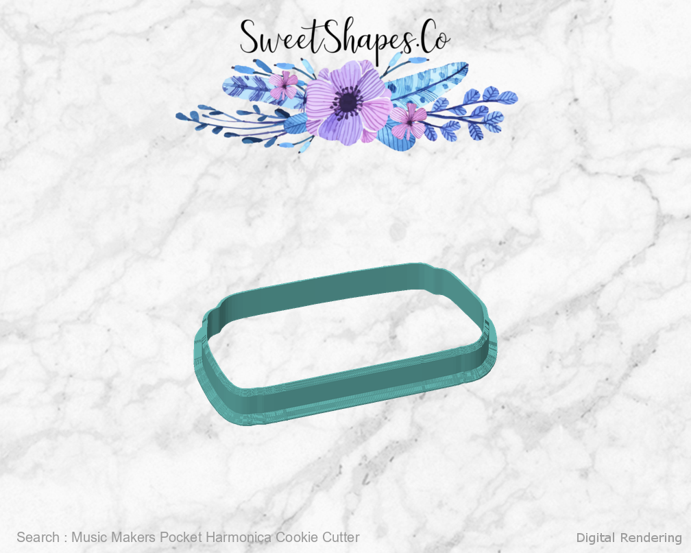 Music Makers Pocket Harmonica Cookie Cutter - 0 degrees manufacturing view