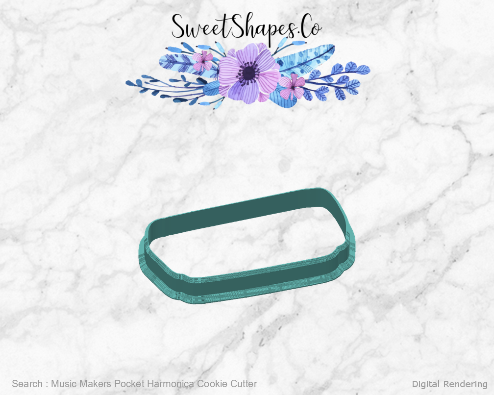 Music Makers Pocket Harmonica Cookie Cutter - 180 degrees manufacturing view