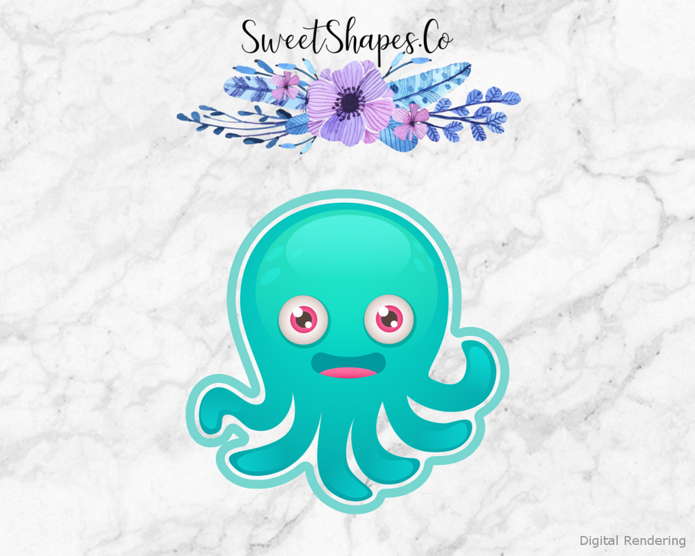 Octopus Cookie Cutter — artwork with a close-fitting teal outline