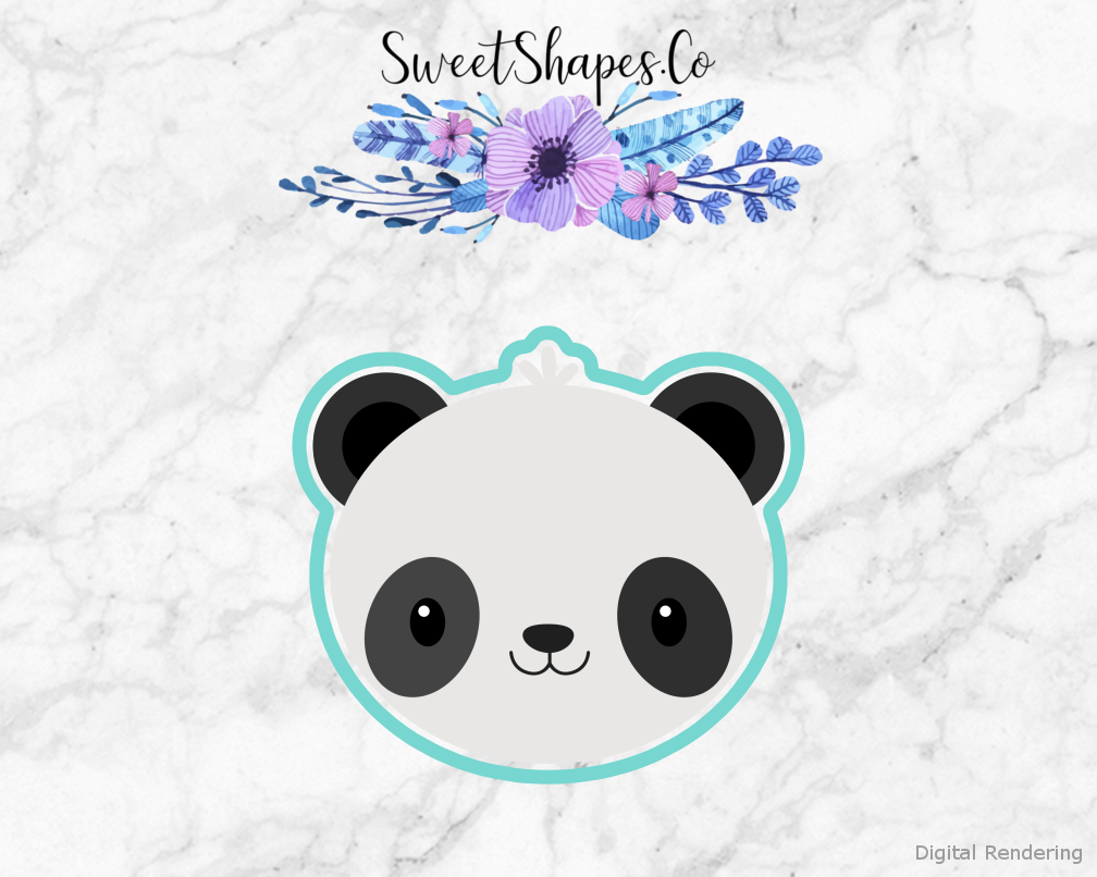 Panda Face Cookie Cutter — artwork with a close-fitting teal outline
