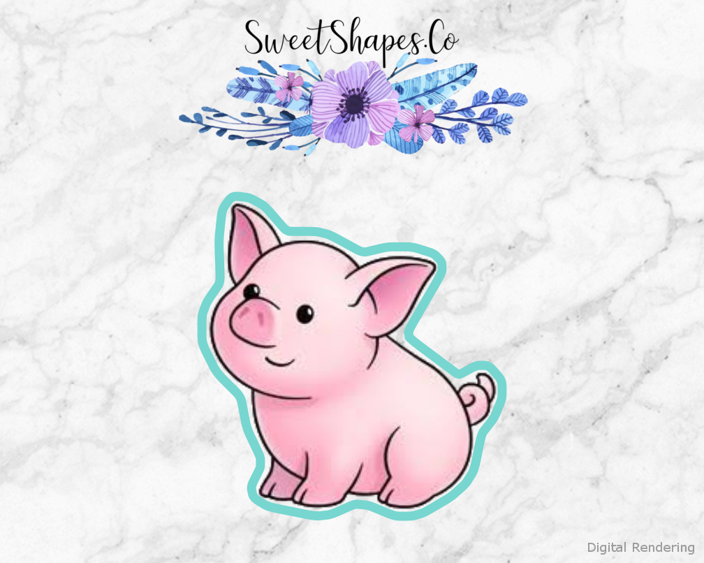 Pig Cookie Cutter — artwork with a close-fitting teal outline