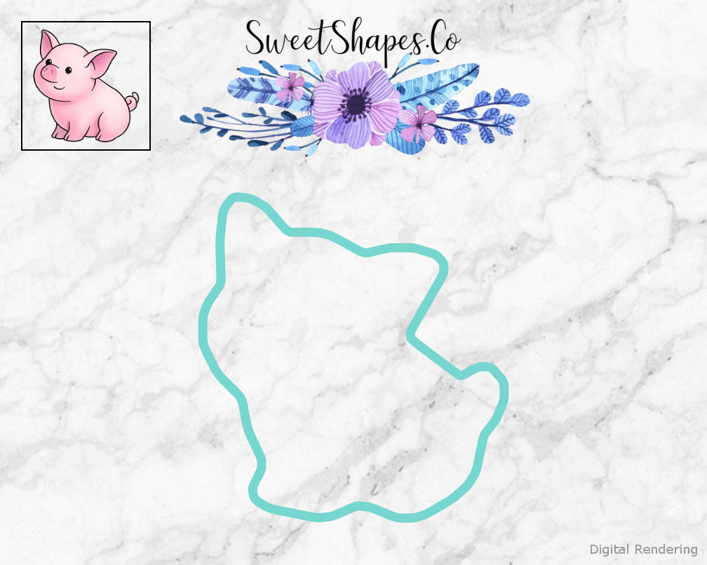 Pig Cookie Cutter — teal outline with a small artwork preview