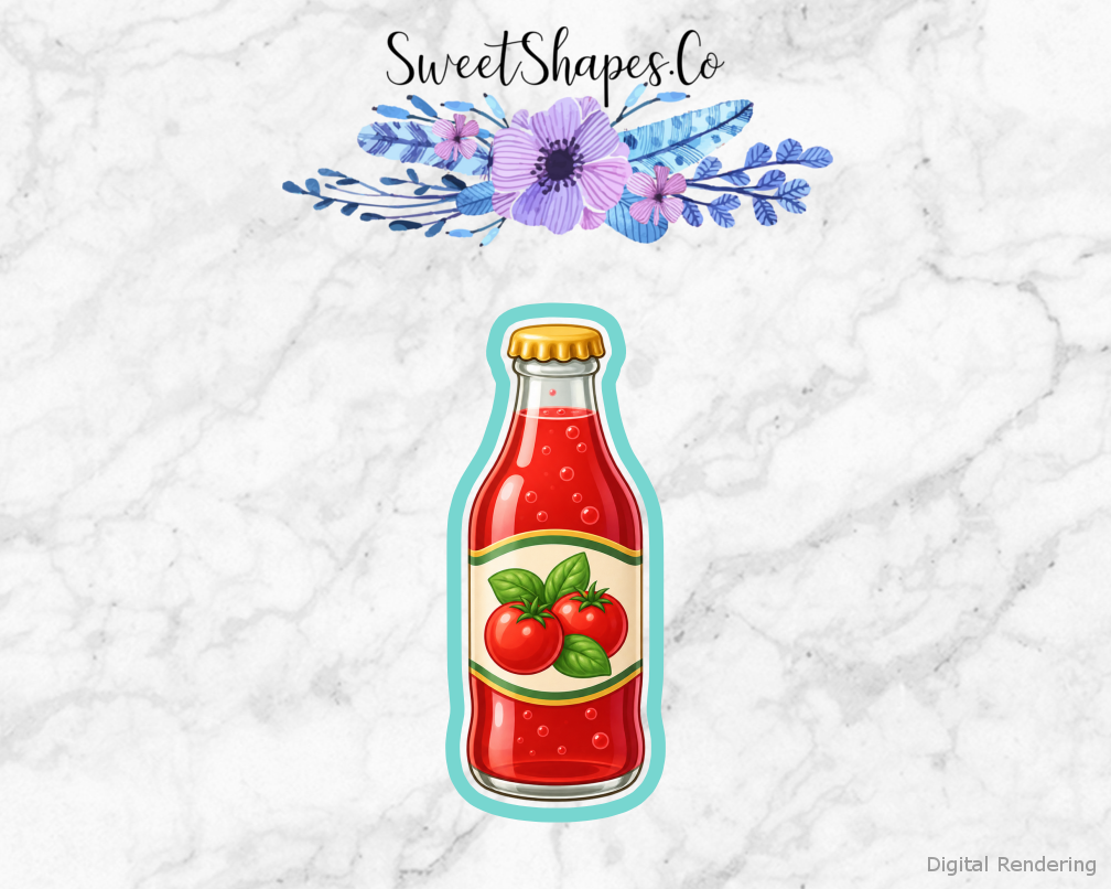Pizza Party Italian Soda Bottle cookie cutter artwork with teal cutting outline - part of the Pizza Party Night set