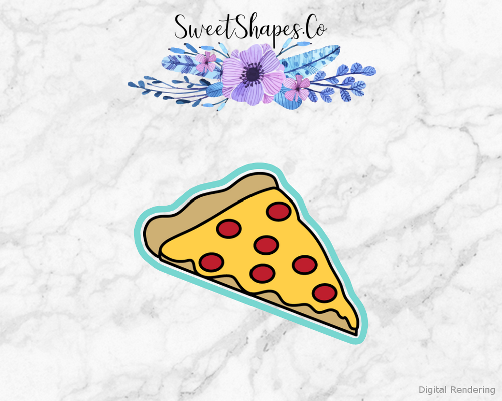 Pizza Slice Cookie Cutter — artwork with a close-fitting teal outline