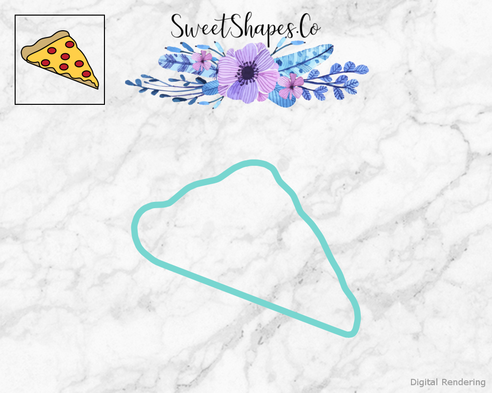 Pizza Slice Cookie Cutter — teal outline with a small artwork preview