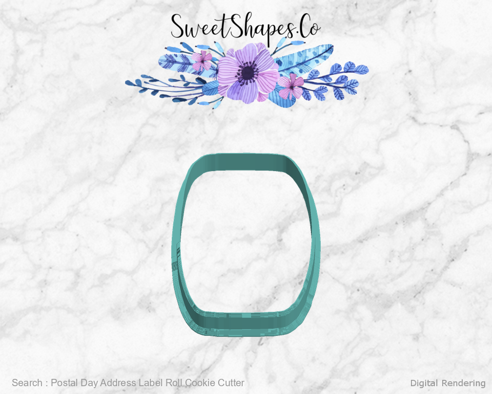 Postal Day Address Label Roll Cookie Cutter - manufacturing view 270 degrees