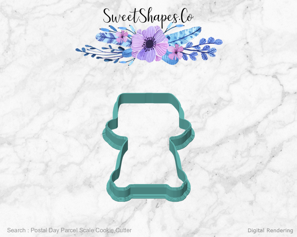 Postal Day Parcel Scale Cookie Cutter - manufacturing view 0 degrees