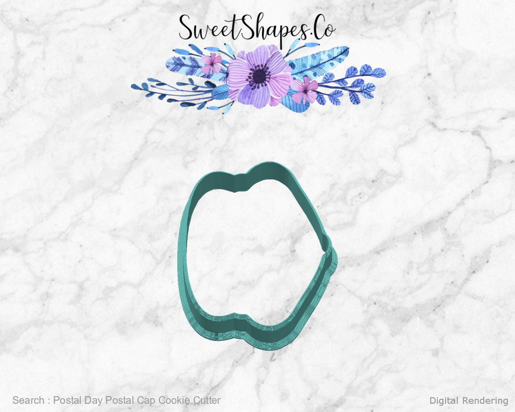 Postal Day Postal Cap Cookie Cutter - manufacturing view 90 degrees