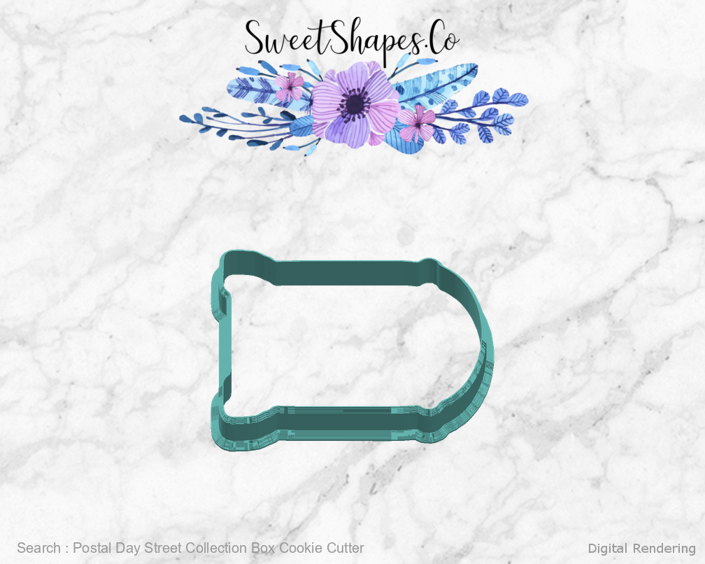 Postal Day Street Collection Box Cookie Cutter - manufacturing view 90 degrees