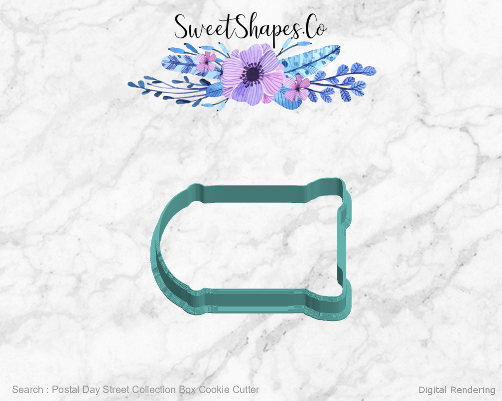 Postal Day Street Collection Box Cookie Cutter - manufacturing view 270 degrees
