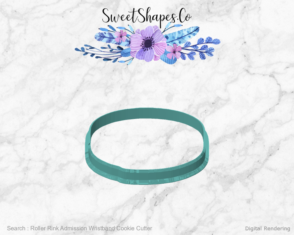 Roller Rink Admission Wristband Cookie Cutter - 0 degrees manufacturing view