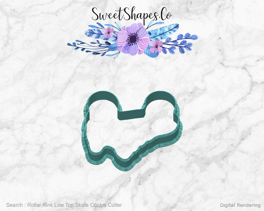Roller Rink Low Top Skate Cookie Cutter - back manufacturing view