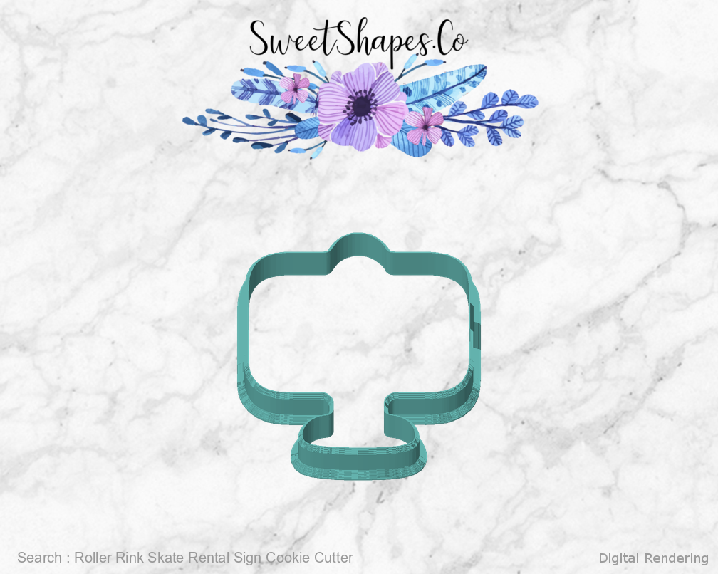 Roller Rink Skate Rental Sign Cookie Cutter - 0 degrees manufacturing view