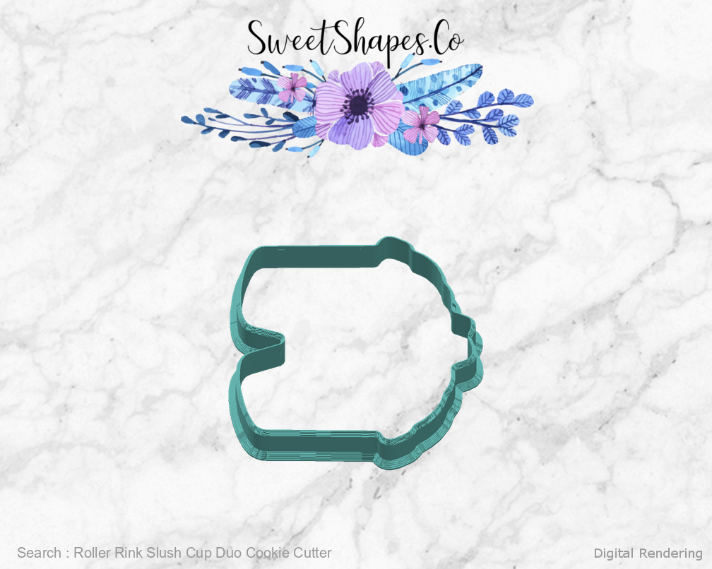 Roller Rink Slush Cup Duo Cookie Cutter - 90 degrees manufacturing view
