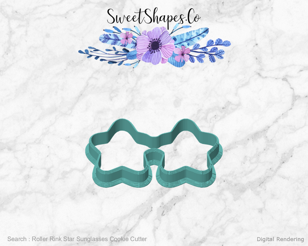 Roller Rink Star Sunglasses Cookie Cutter - 0 degrees manufacturing view
