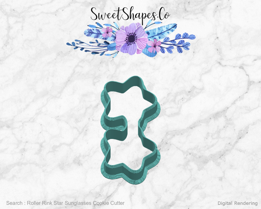 Roller Rink Star Sunglasses Cookie Cutter - 90 degrees manufacturing view