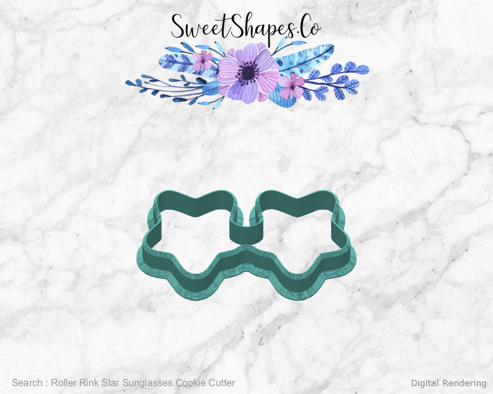 Roller Rink Star Sunglasses Cookie Cutter - 180 degrees manufacturing view