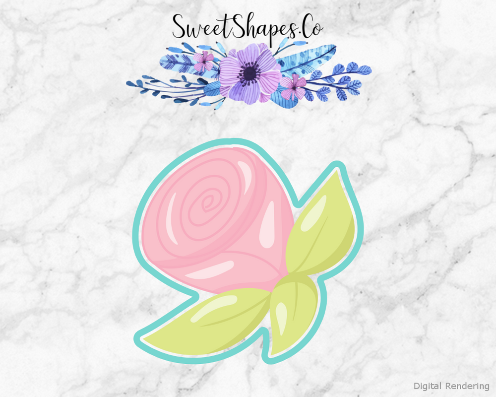 Rose Cookie Cutter — artwork with a close-fitting teal outline