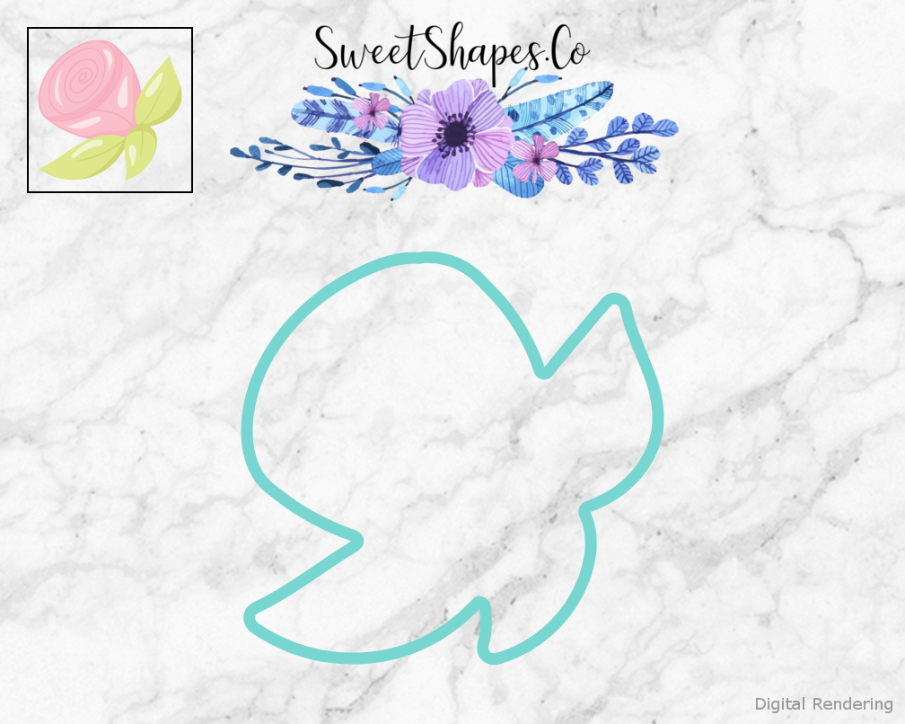 Rose Cookie Cutter — teal outline with a small artwork preview