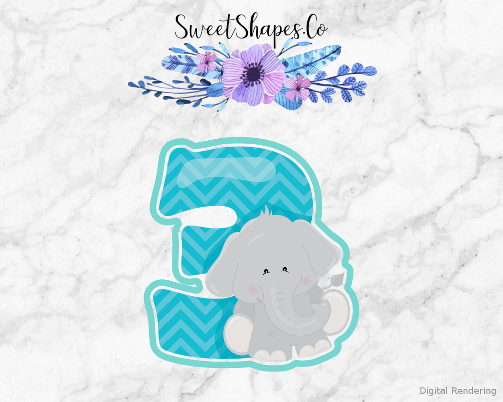 Safari Number 3  Cookie Cutter — artwork with a close-fitting teal outline