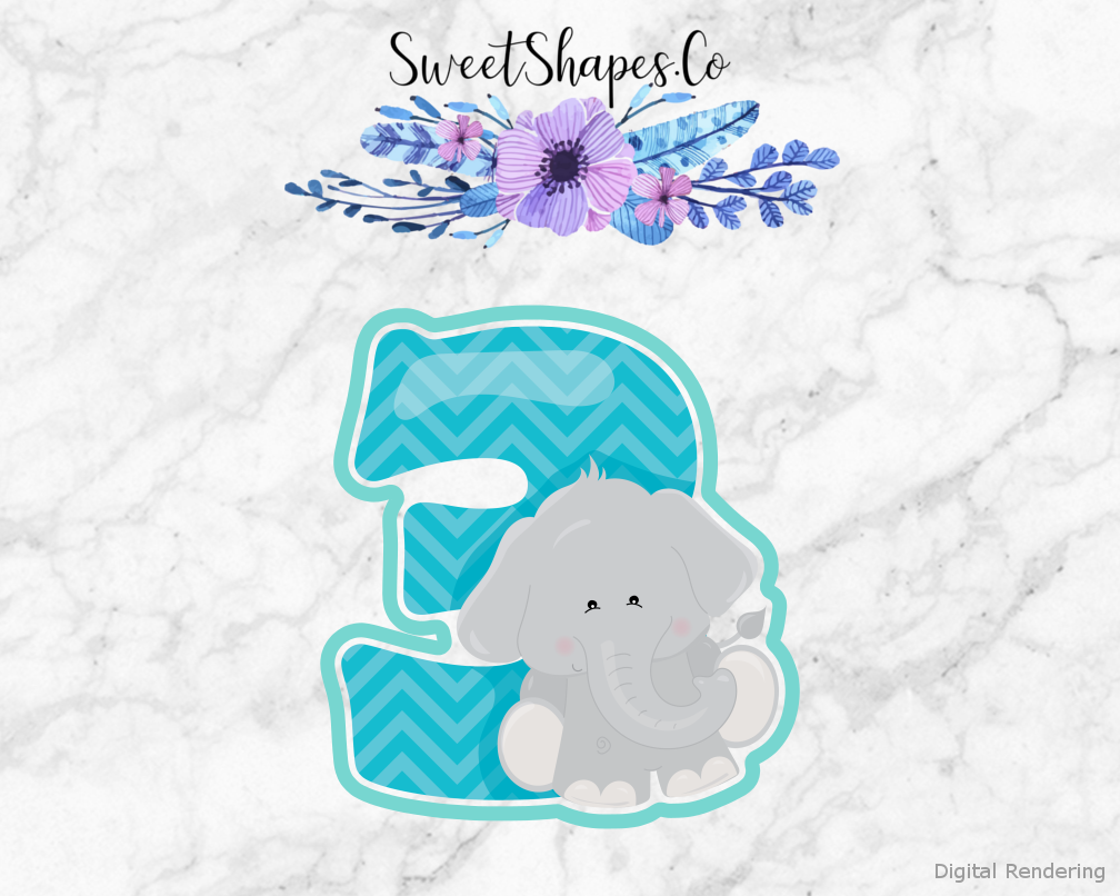 Safari Number 3  Cookie Cutter — artwork with a close-fitting teal outline