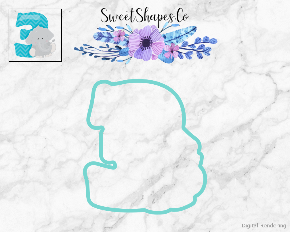 Safari Number 3  Cookie Cutter — teal outline with a small artwork preview