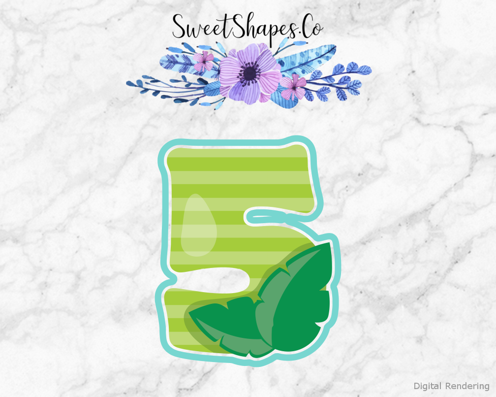 Safari Number 5  Cookie Cutter — artwork with a close-fitting teal outline