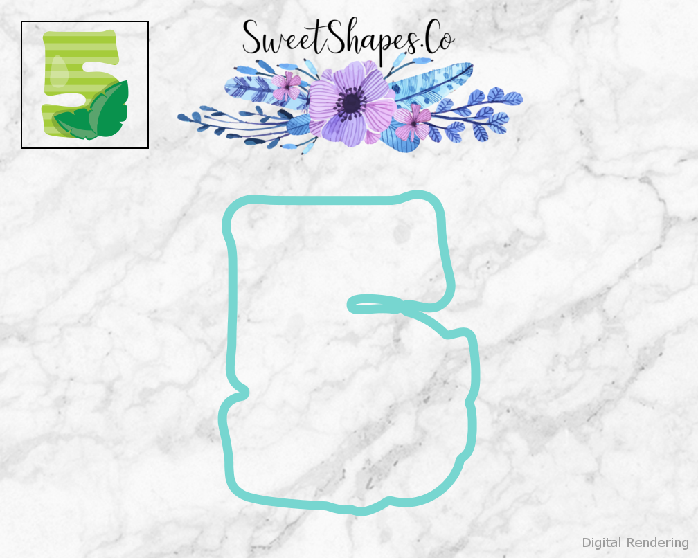 Safari Number 5  Cookie Cutter — teal outline with a small artwork preview