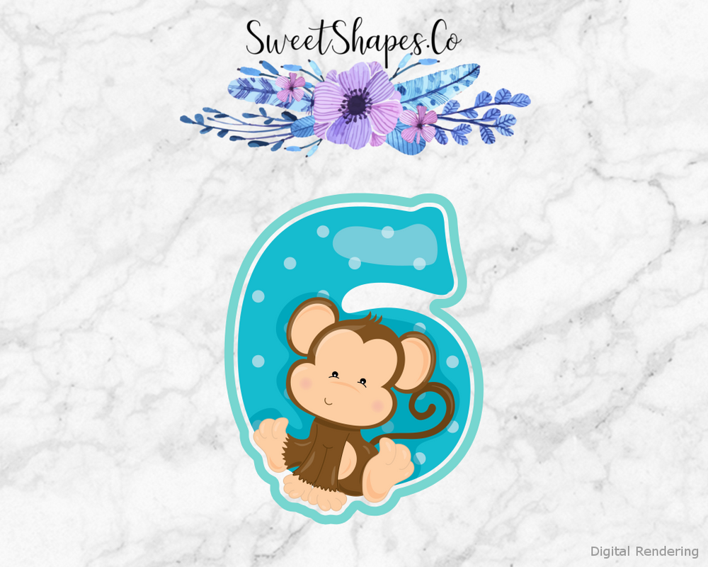 Safari Number 6  Cookie Cutter — artwork with a close-fitting teal outline