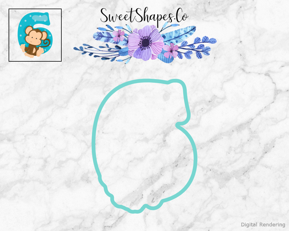 Safari Number 6  Cookie Cutter — teal outline with a small artwork preview