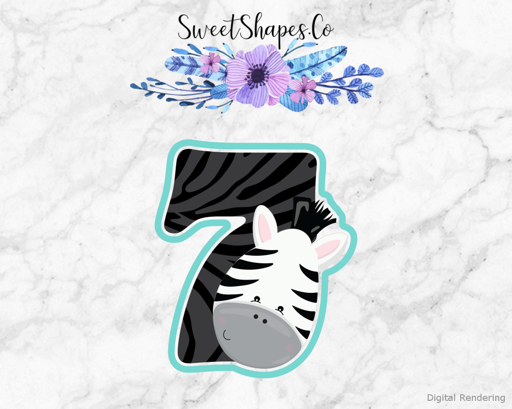 Safari Number 7  Cookie Cutter — artwork with a close-fitting teal outline