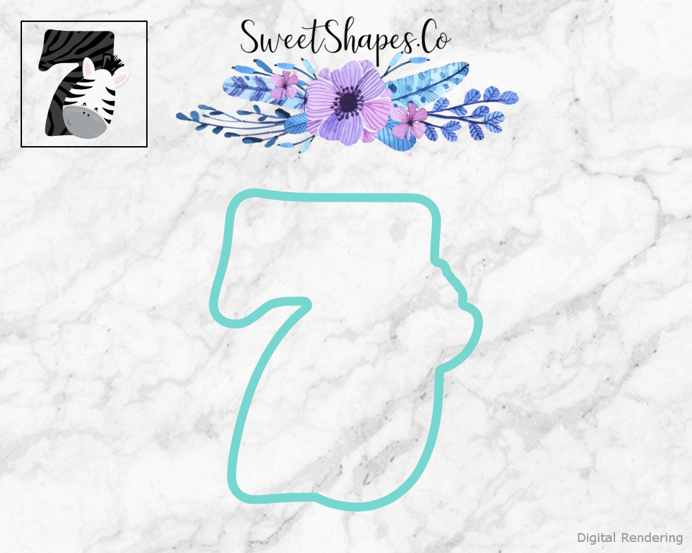 Safari Number 7  Cookie Cutter — teal outline with a small artwork preview