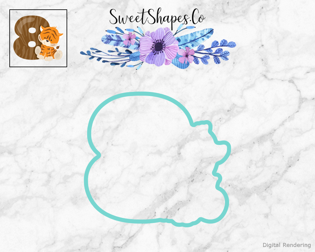 Safari Number 8  Cookie Cutter — teal outline with a small artwork preview
