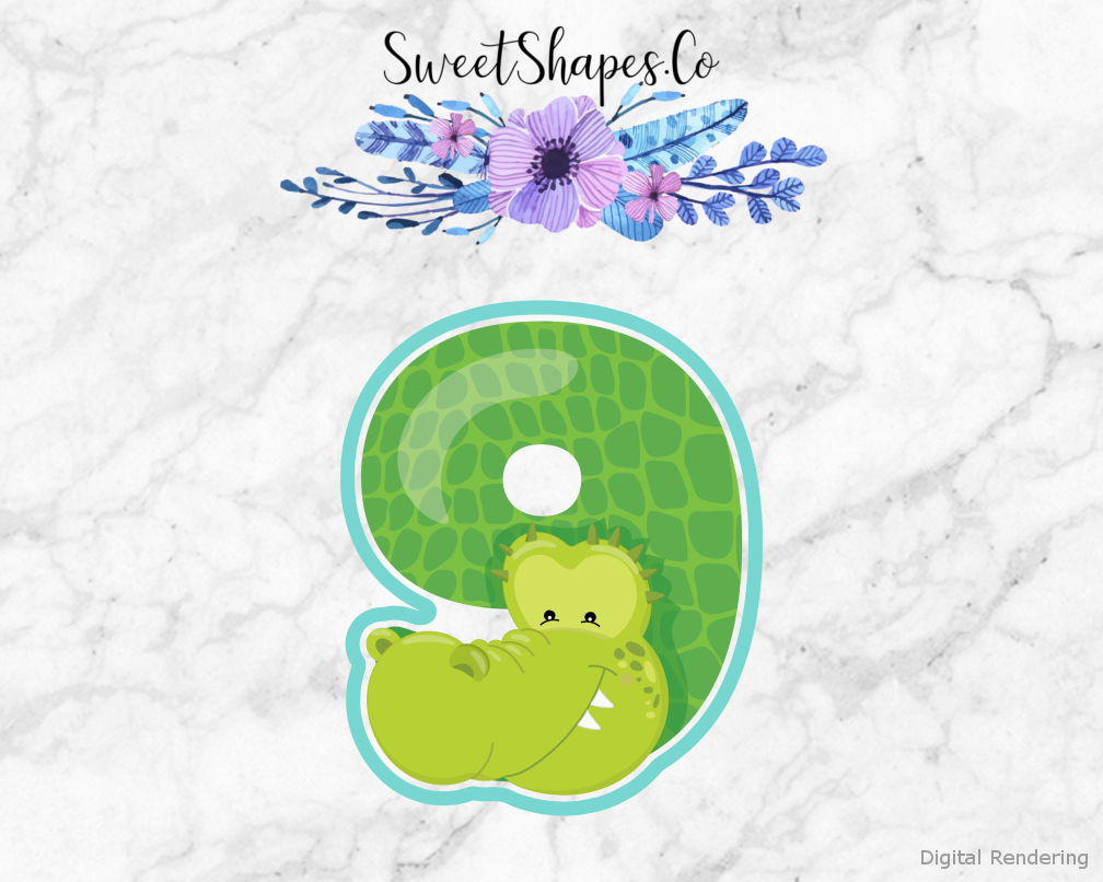Safari Number 9  Cookie Cutter — artwork with a close-fitting teal outline