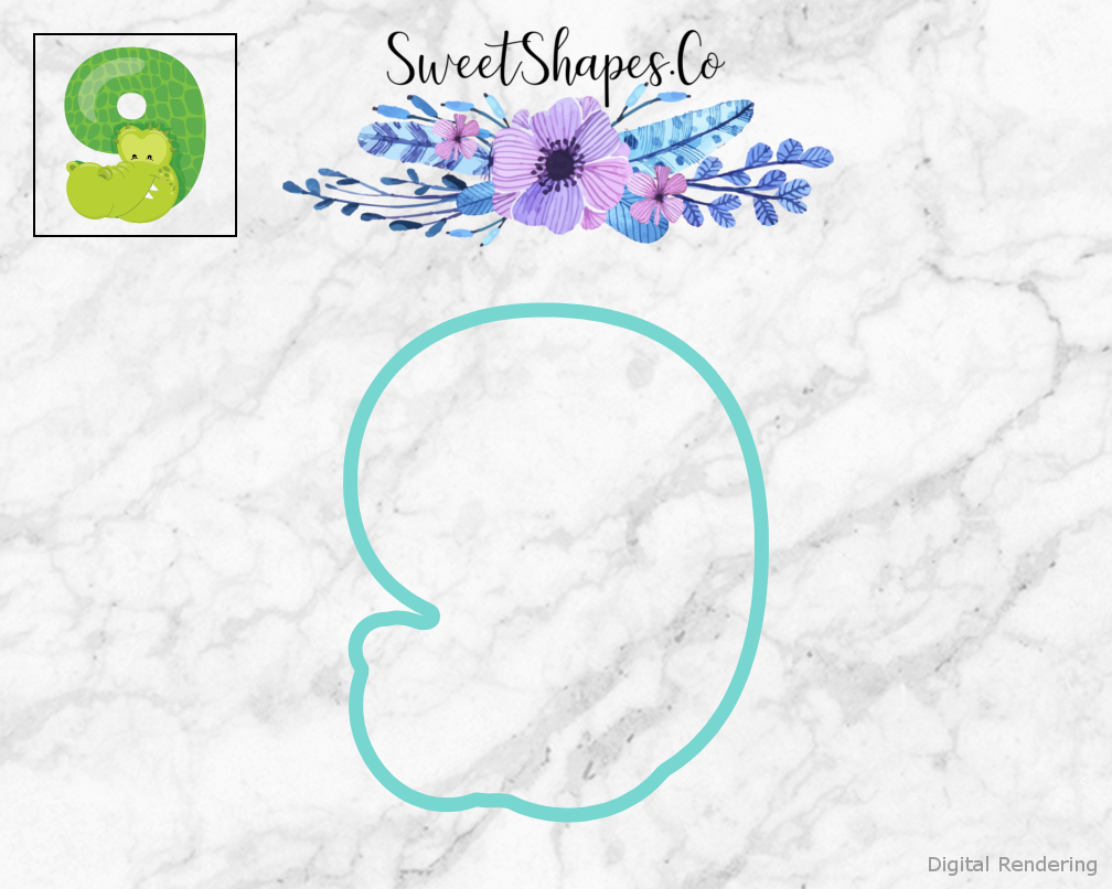 Safari Number 9  Cookie Cutter — teal outline with a small artwork preview