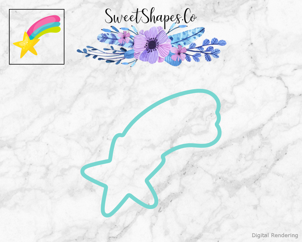 Shooting Star Cookie Cutter — teal outline with a small artwork preview