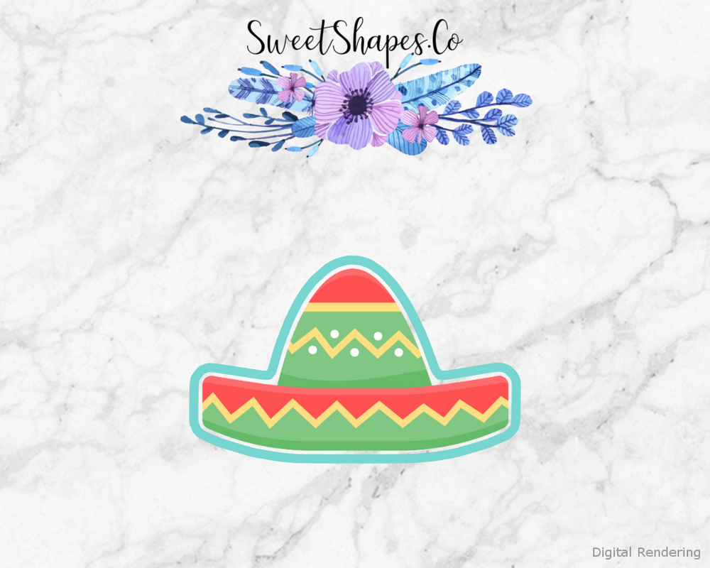Sombrero Cookie Cutter — artwork with a close-fitting teal outline