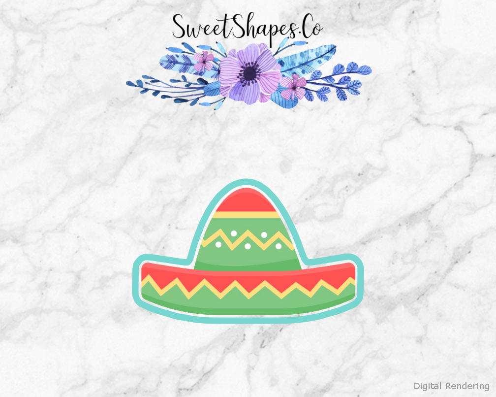 Sombrero Cookie Cutter — artwork with a close-fitting teal outline