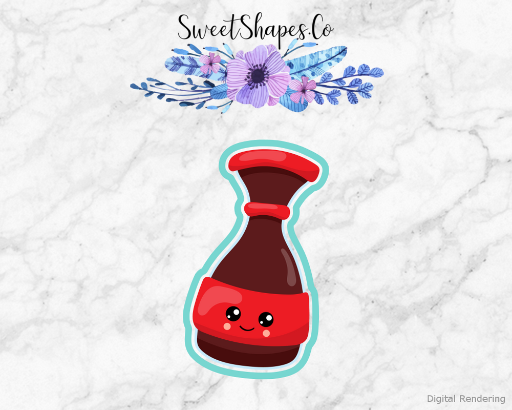 Soysauce Bottle Cookie Cutter — artwork with a close-fitting teal outline