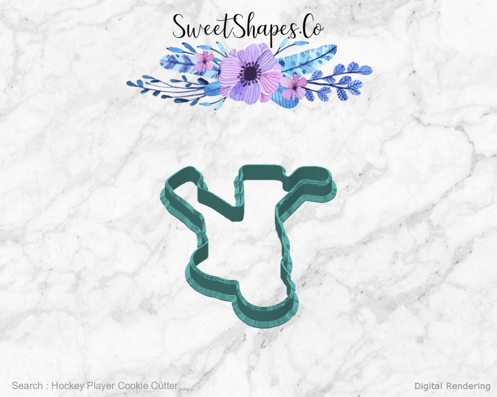 Hockey Player Cookie Cutter — back view